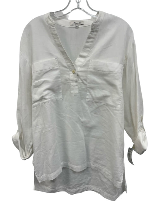Madewell Size S White Cotton Patch Pocket 3/4 Sleeve Top White / S