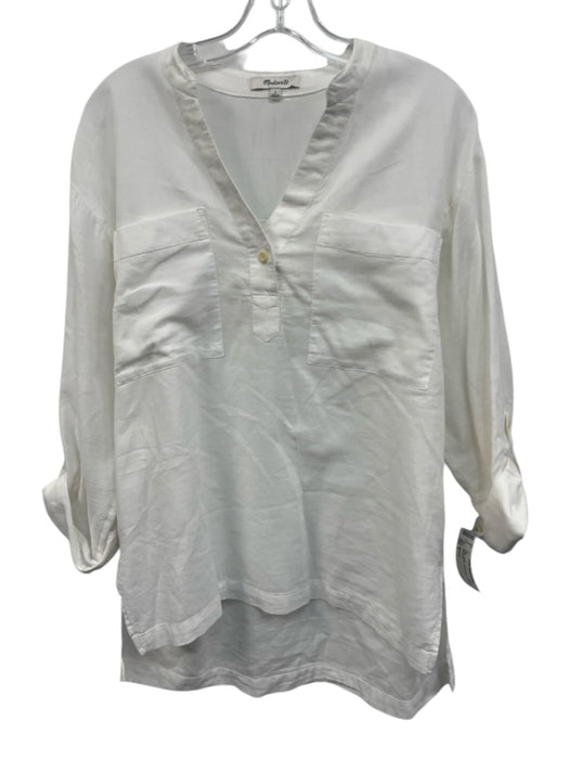 Madewell Size S White Cotton Patch Pocket 3/4 Sleeve Top White / S
