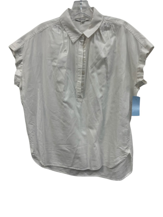 Madewell Size XXS White Cotton 1/2 Button Sleeveless Collared Top White / XXS
