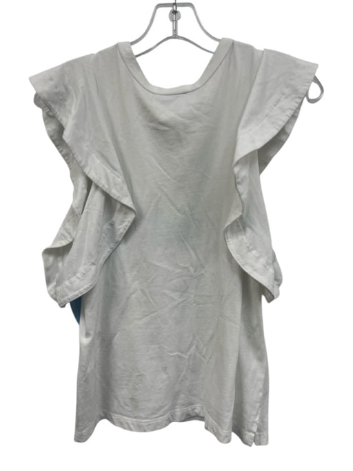 ALLSAINTS Size 4 White Cotton Sleeveless Ruffle Shoulder Detail Top White / 4