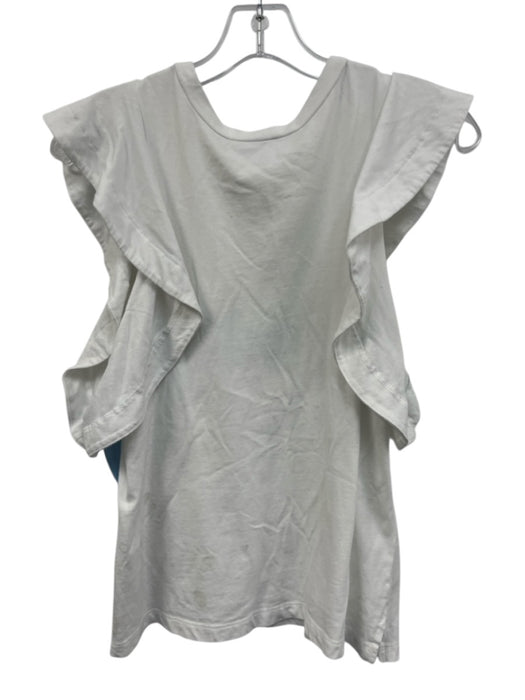 ALLSAINTS Size 4 White Cotton Sleeveless Ruffle Shoulder Detail Top White / 4