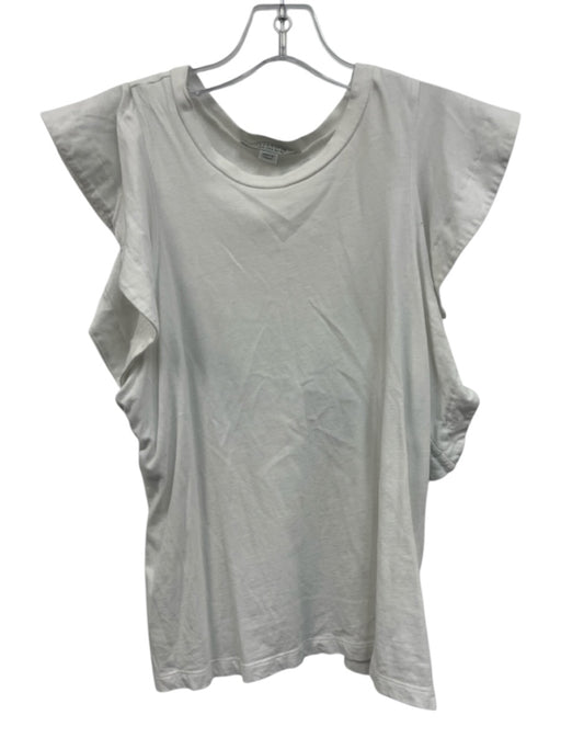 ALLSAINTS Size 4 White Cotton Sleeveless Ruffle Shoulder Detail Top White / 4