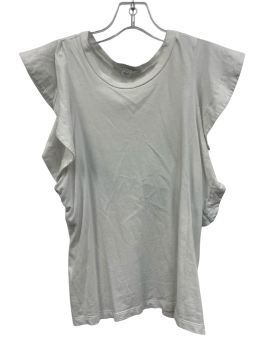 ALLSAINTS Size 4 White Cotton Sleeveless Ruffle Shoulder Detail Top White / 4