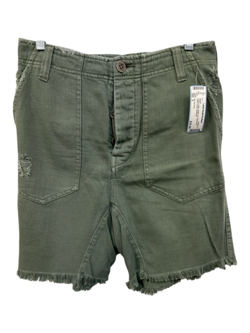 We The Free Size 2 Green Cotton Button Fly Distressed Patch Pocket Shorts Green / 2