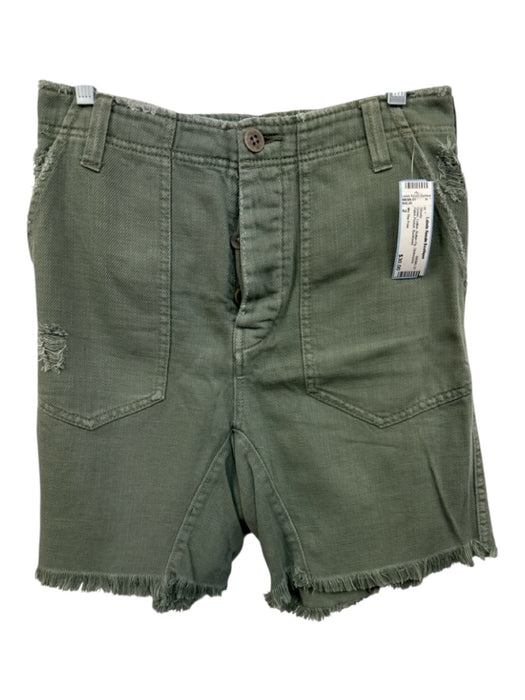 We The Free Size 2 Green Cotton Button Fly Distressed Patch Pocket Shorts Green / 2