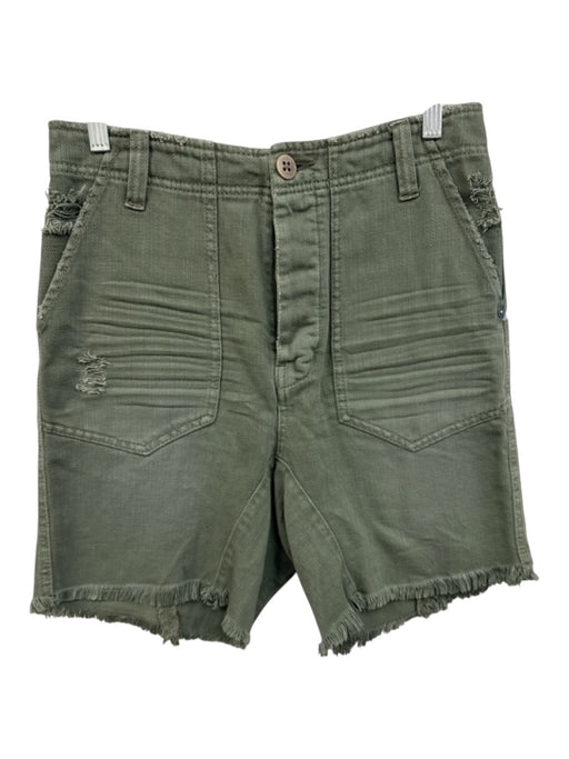 We The Free Size 4 Green Cotton Button Fly Distressed Patch Pocket Shorts Green / 4