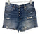 We The Free Size 27 Blue Cotton Button Fly Distressed Whiskering Shorts Blue / 27