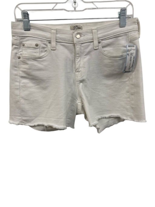 J Crew Size 26 White Cotton Blend Frayed Hem Zip & Button Shorts White / 26