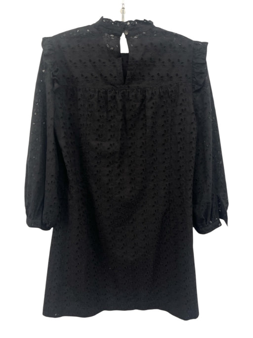 Madewell Size S Black Cotton Eyelet Long Sleeve Keyhole Back Dress Black / S