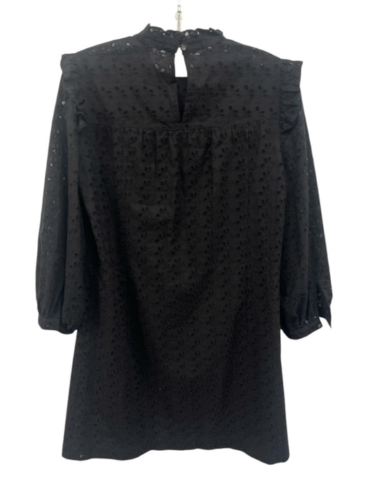 Madewell Size S Black Cotton Eyelet Long Sleeve Keyhole Back Dress Black / S