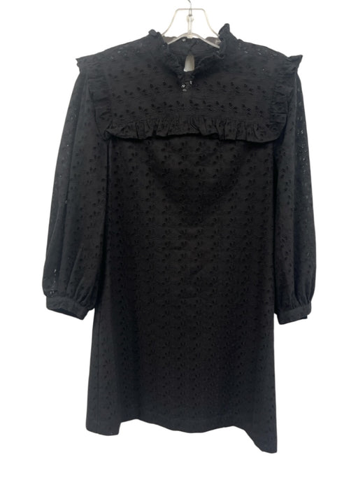 Madewell Size S Black Cotton Eyelet Long Sleeve Keyhole Back Dress Black / S
