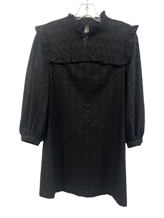 Madewell Size S Black Cotton Eyelet Long Sleeve Keyhole Back Dress Black / S
