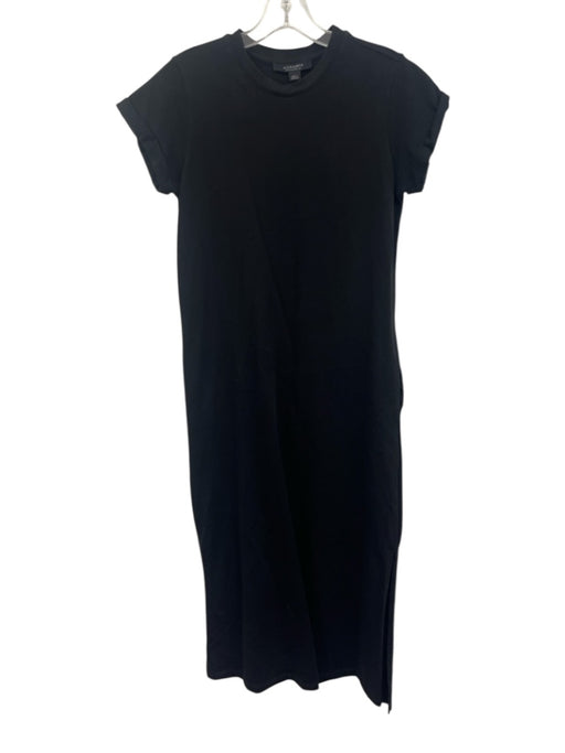ALLSAINTS Size 2 Black Cotton Cap Sleeve Leg Slit pocket Maxi Dress Black / 2