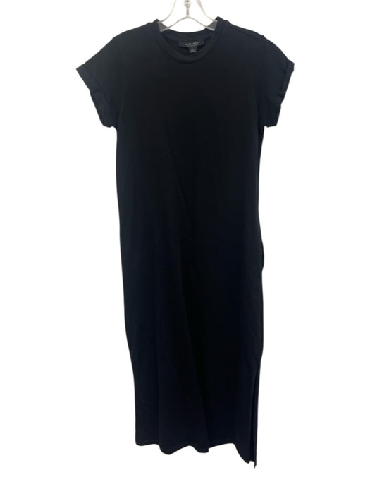ALLSAINTS Size 2 Black Cotton Cap Sleeve Leg Slit pocket Maxi Dress Black / 2