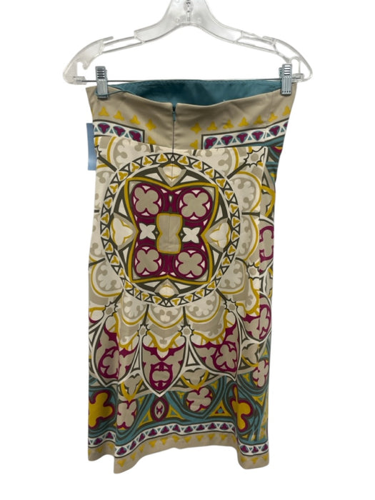Nicole Miller Collection Size 2 Beige & Multi Silk Blend Zip Back Printed Dress Beige & Multi / 2