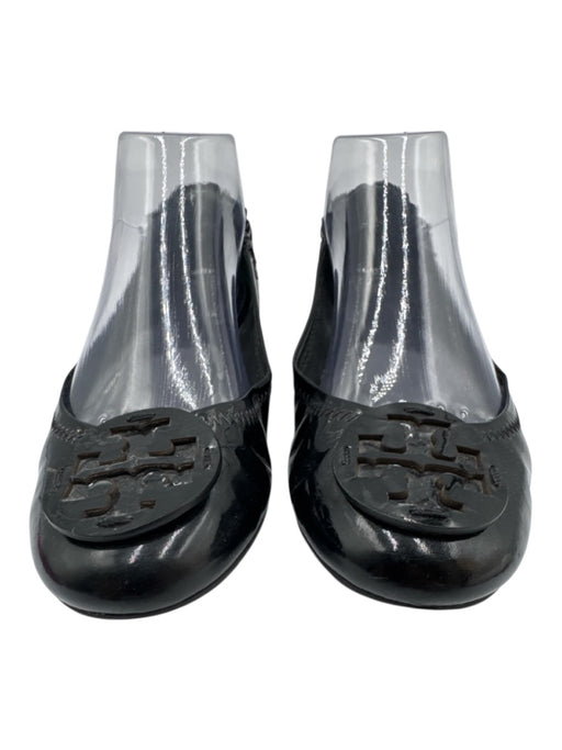 Tory Burch Shoe Size 8M Black Leather Round Toe Flat Slip On Logo Shoes Black / 8M