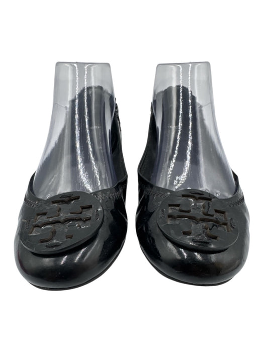 Tory Burch Shoe Size 8M Black Leather Round Toe Flat Slip On Logo Shoes Black / 8M