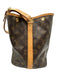 Louis Vuitton Brown & Tan Coated Canvas Monogram Leather Trim Bucket Bag Brown & Tan / M