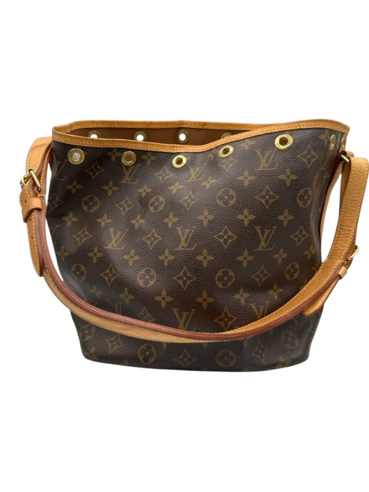 Louis Vuitton Brown & Tan Coated Canvas Monogram Leather Trim Bucket Bag Brown & Tan / M