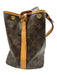 Louis Vuitton Brown & Tan Coated Canvas Monogram Leather Trim Bucket Bag Brown & Tan / M