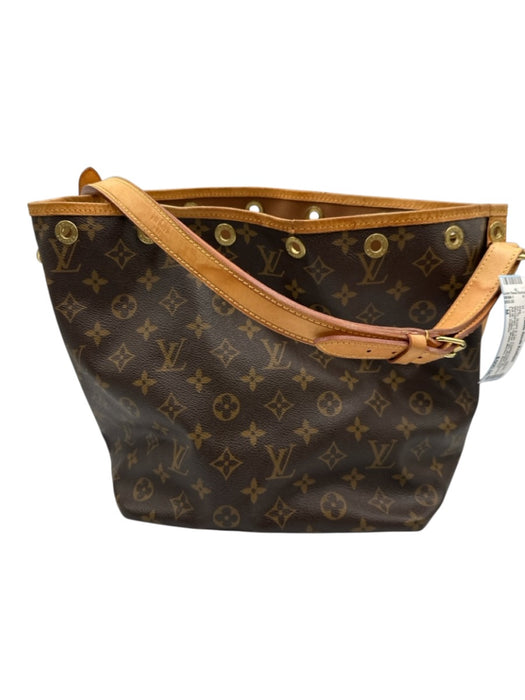 Louis Vuitton Brown & Tan Coated Canvas Monogram Leather Trim Bucket Bag Brown & Tan / M