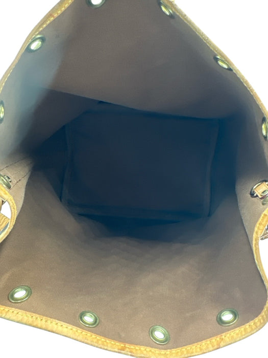Louis Vuitton Brown & Tan Coated Canvas Monogram Leather Trim Bucket Bag Brown & Tan / M