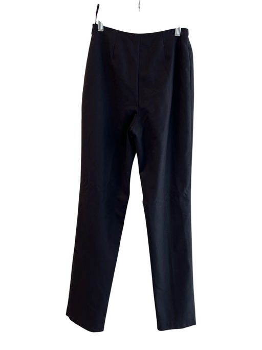 Chanel Size 34 Black Laine Wool Silk Lining Flat Front High Rise Side Zip Pants Black / 34