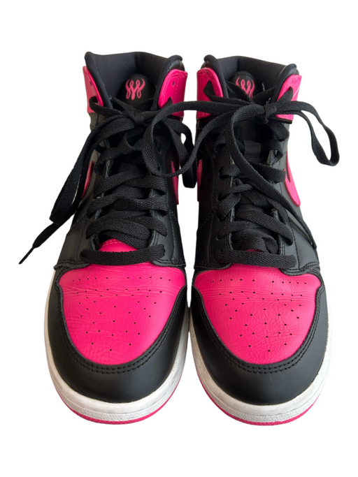 Air Jordan Shoe Size 9.5 Pink & Black Leather Round Toe High Top Lace Up Shoes Pink & Black / 9.5