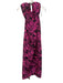 Milly Size 6 Hot Pink & Black Polyester Blend Strapless Floral Jacquard Gown Hot Pink & Black / 6