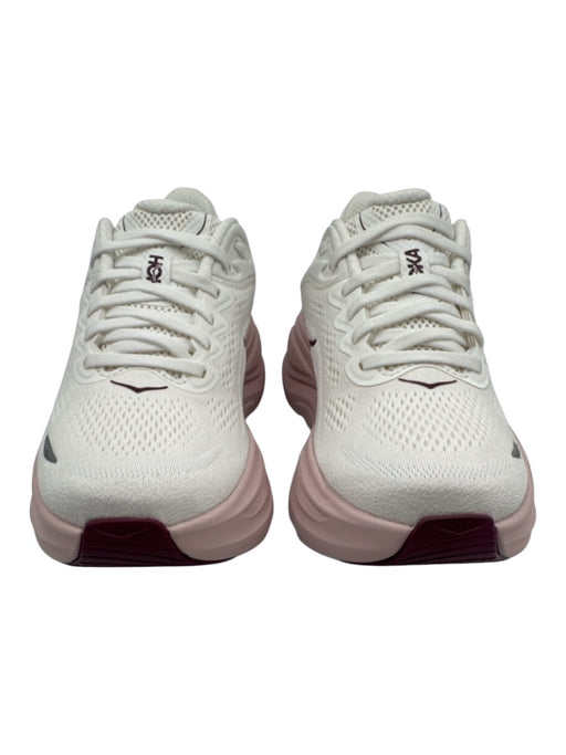 Hoka Shoe Size 7 Pink & White Synthetic Round Toe Mesh Lace Up Sneakers Pink & White / 7