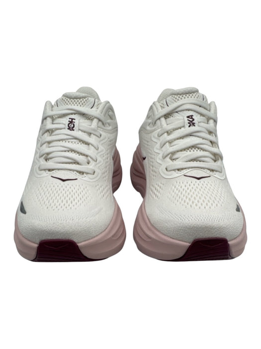 Hoka Shoe Size 7 Pink & White Synthetic Round Toe Mesh Lace Up Sneakers Pink & White / 7