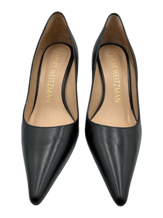 Stuart Weitzman Shoe Size 6.5 Black Leather Pointed Toe Mid Heel Pumps Black / 6.5