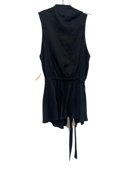 Robert Rodriguez Size 6 Black Silk Blend Sleeveless Silver Hardware Deep V Dress Black / 6