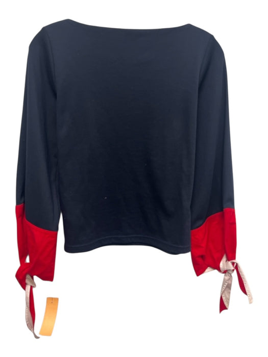 Karen Millen Size 4 Navy & Red Polyester & Cotton Long Sleeve Color Block Top Navy & Red / 4