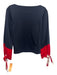 Karen Millen Size 4 Navy & Red Polyester & Cotton Long Sleeve Color Block Top Navy & Red / 4