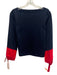 Karen Millen Size 4 Navy & Red Polyester & Cotton Long Sleeve Color Block Top Navy & Red / 4
