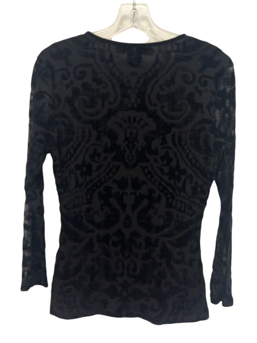 Reiss Size M Black Nylon Long Sleeve Velvet Design Top Black / M