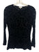 Reiss Size M Black Nylon Long Sleeve Velvet Design Top Black / M