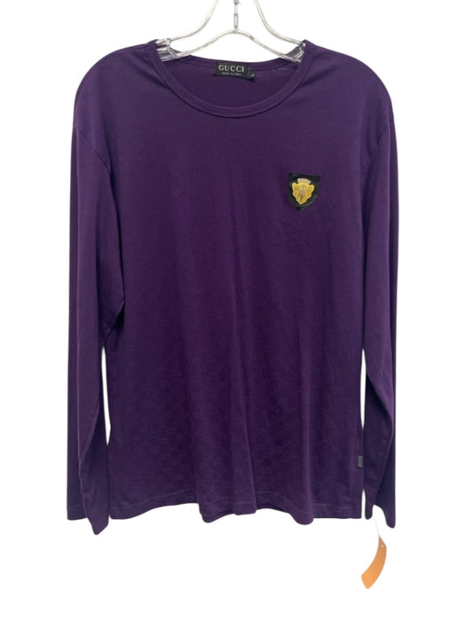 Gucci Size L Purple Cotton Long Sleeve Badge Logo Guccissima Top Purple / L