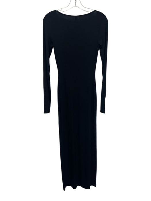 SKIMS Size M Black Modal Blend Long Sleeve Ribbed Scoop Neck Midi Dress Black / M