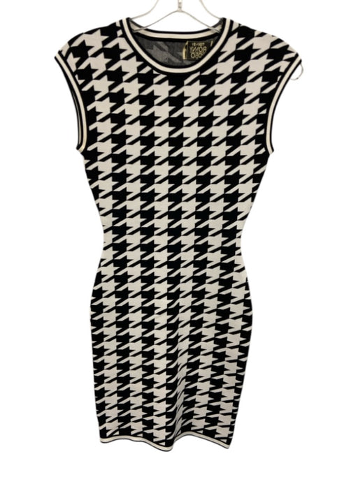 Torn By Ronny Kobo Size XS Black & White Rayon Blend Houndstooth Check Dress Black & White / XS