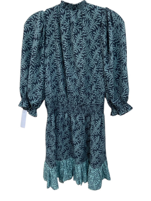 Joie Size S Mixed Blues Polyester Botanical 1/2 Balloon Sleeve high neck Dress Mixed Blues / S