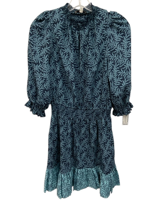 Joie Size S Mixed Blues Polyester Botanical 1/2 Balloon Sleeve high neck Dress Mixed Blues / S