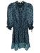 Joie Size S Mixed Blues Polyester Botanical 1/2 Balloon Sleeve high neck Dress Mixed Blues / S