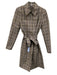 Reiss Size Est S Beige, Blue & Black Wool Blend Houndstooth Check Plaid Coat Beige, Blue & Black / Est S