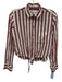 Rails Size XS Red & White Rayon Striped Long Sleeve Button Up Tie Bottom Top Red & White / XS