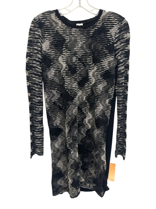 Missoni Size S Black & White Cotton Long Sleeve All Over Print Textured Dress Black & White / S
