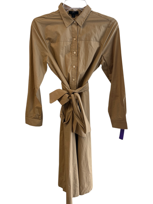 J. Crew Size 8 Light Brown Cotton Collared Button Down Belted Pockets Dress Light Brown / 8