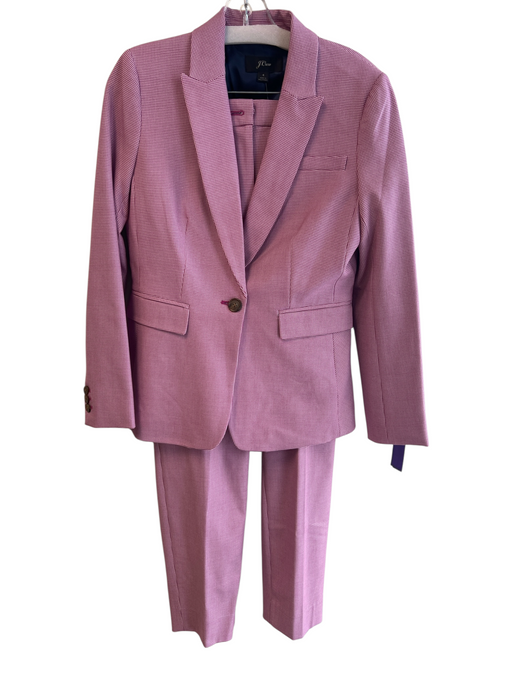 J. Crew Size 4 Purple Polyester Blend Houndstooth 1 Button Flat Front Pant Set Purple / 4