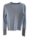 Veronica Beard Size Small Blue Merino Wool Long Sleeve V Neck Striped Detail Top Blue / Small